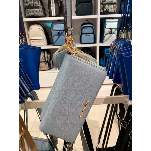 S Michael Kors Continental Wallet Wristlet Pale Blue Leather 35T7GTVE7L NWT - Picture 6 of 6